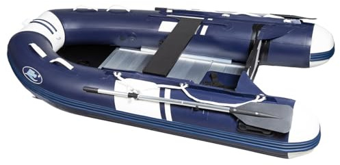 HIBO PRO Schlauchboot 2.70 - Schlauchboot mit Aluboden - 1.2 mm 2000 Denier PVC - Aufblasbarer Kiel - Polyester Spiegel - Beiboot - Dunkelblau/Weiß