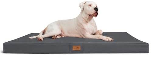 tierlando® Orthopädische Hundematratze Oscar Easy CLEAN aus Kunstleder mit Visco-Schaumfüllung, druckentlastende Hundematte mit Rutschfester Unterseite Größe: 120x90cm | Farbe: 02 Graphit