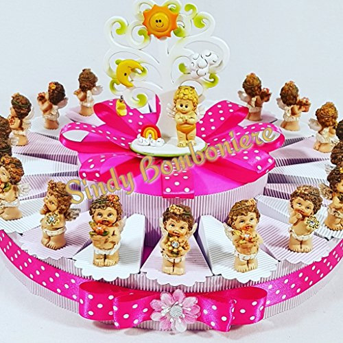 Sindy Bomboniere Torta BOMBONIERA ANGIOLETTO Albero della Vita Strass 20 FETTE spedizione Inclusa Nascita Battesimo SB *
