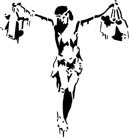 Ideal Stencils Banksy Schablone - Consumer Jesus Einkaufen/Wiederverwendbar Wohndeko & Kunst Malen Schablone - Halb Transparent, XXL/77X92CM