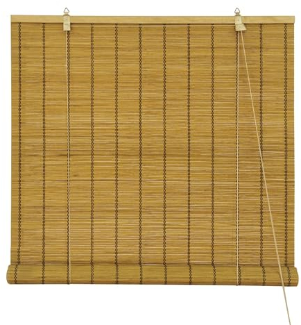 Victoria M. Bambusrollo Sonnenschutz Sichtschutz Rollo Seitenzugrollo, für Fenster und Türen, Blickdicht, 130 x 160 cm, Braun