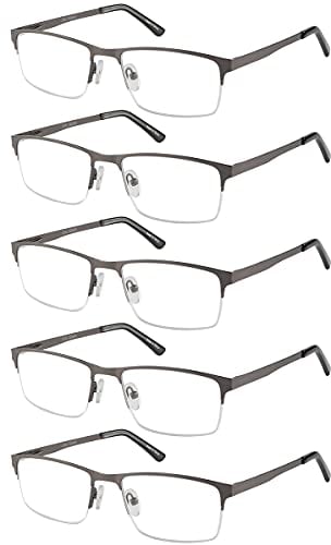EYECEDAR 5 Stuks Lesebrille Herren Anti-blaues licht Halbrahmen rechteckig Federscharniere Lesebrille 1,00