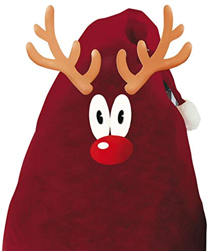 AFP Winterschutz Vlieshaube Rentier, rot, 90 x 110cm, 50g/qm Kübelpflanzensack Gartenvlies atmungsaktiv/Frostschutz Pflanzen/Gartendeko/Kordel / 2 Jutesäckchen gratis