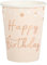 8 Gobelets en Carton Happy Birthday confettis Rose Gold 255 ML - Rose - Taille Unique
