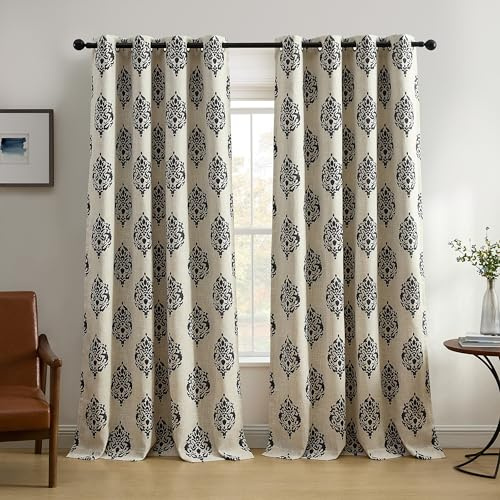 Elrene Home Fashions Navara Medallion Room Darkening Window Curtain Panel 52 x 95 Inches (1, Black