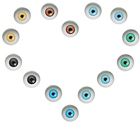Julie Wang 50 Pairs 10mm Glaskuppel Menschliche Augen für Kunstpuppen Skulpturen Requisiten Masken Fursuits Präparatoren Schmuck Machen Flatback