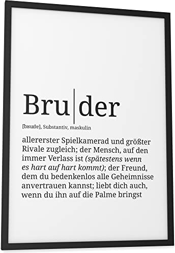 Papierschmiede® Definition: Bruder, DIN A3 (30x42 cm), Poster für Wohnzimmer, Schlafzimmer, Küche, Esszimmer, Wandbild Geschenk Wanddeko - ohne Rahmen