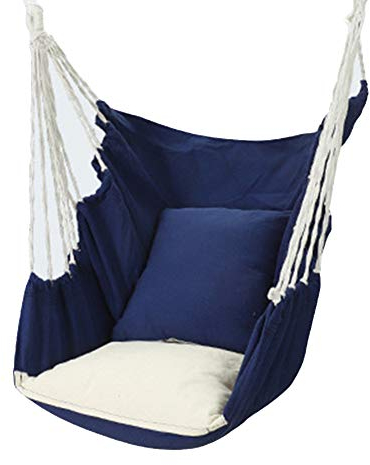 YOUCAI Hängesessel mit 2 Kissen, Bis 200Kg Belastbar, Hängesitz Hängestuhl 1 Person Hängematte Hängeschaukel Blau 130x100cm