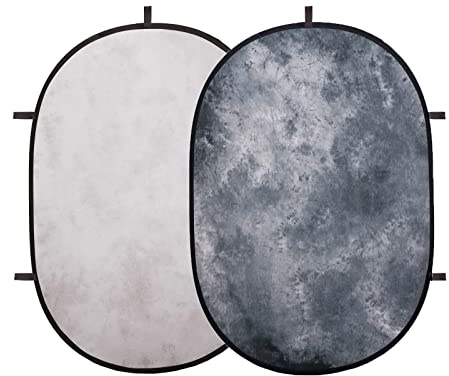 Photography Portable Background, Pop Out Backdrop Double Sided Film Background, Perfect for Fashion Photography Portraits Shooting Interviews Video Conferencing, Light Grey/Dark Grey