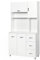 HOMCOM Kitchen Cupboard, 183cm Tall Storage Cabinet with Countertop, Sideboard with 3 Small Drawers, Flip Up Top Door, 3 Cabinet Doors and Open Shelves, 100W x 39.5D x 183.5H cm, White
