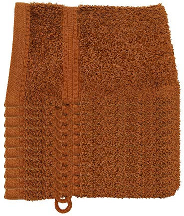 Julie Julsen® Bio Waschhandschuh-Set, 10 Waschhandschuhe in 32 Farben erhältlich weich und saugstark Schokobraun 15x21 cm
