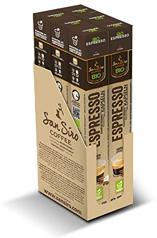 SanSiro Bio Kaffee - ESPRESSO - 100% industriell kompostierbar - 60 Kapseln - Kaffeekapseln für Nespresso- und SanSiro Smart Kapselmaschinen - Nachhaltige Kaffeekapseln