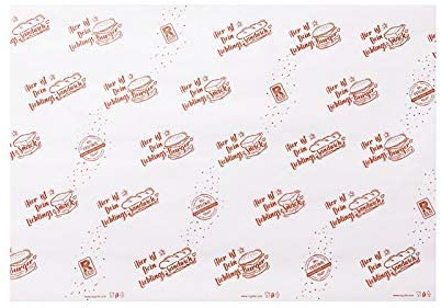 2000 Blatt Bio Hamburgerpapier 25x37cm Sandwichpapier Frischhaltepapier fettdicht 32g/m² für Burger Sandwiches Snacks eco-friendly Neutraldruck Rot kompostierbar