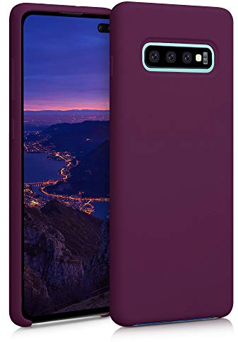 kwmobile Hülle kompatibel mit Samsung Galaxy S10 Plus / S10+ Hülle - Silikon Handy Case - Handyhülle weiche Oberfläche - kabelloses Laden - Bordeaux Violett