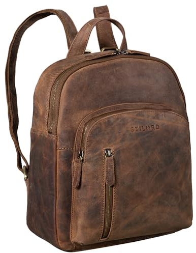 STILORD 'Summer' Daypack Frauen Leder Rucksack Kleiner Tagesrucksack Cityrucksack Vintage Stadtrucksack Elegant und Modern Rucksäcke Damen Echtleder, Farbe:mittel - braun