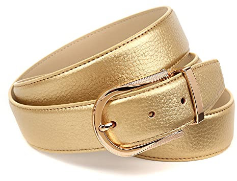 Anthoni Crown Damen Ledergürtel Gürtel, Gold, 80