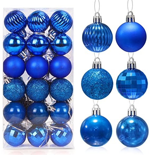 36 Piezas Bolas de Navidad Azul, 4cm Bolas Arbol Navidad, Adornos para Árboles de Navidad Plástico, Regalos de Colgantes de Navidad, Bola de Decoración para Fiesta y Festival