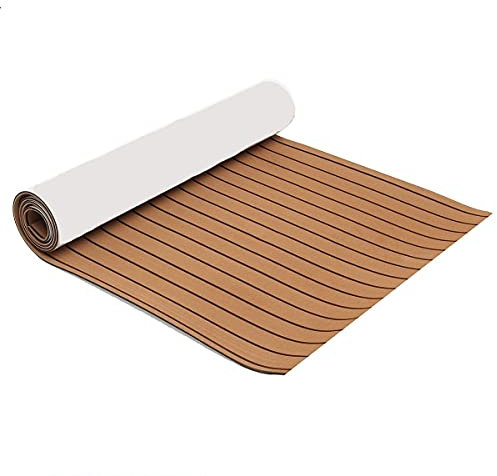 LIANYG Boot Yacht Boden,Bodenbelag für Boot 240 cmx90cmx6mm selbstkleber. Eva Schaum-Teak-Blatt Marine Boot Yacht Synthetische Terrassendielen Schaumstoff Bodenmatte Bodenbelag-Zubehör Marine