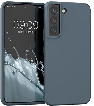 kwmobile Hülle kompatibel mit Samsung Galaxy S22 Hülle - weiches TPU Silikon Case - Cover geeignet für kabelloses Laden - Dunkler Schiefer