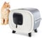 Designer-Retro Katzentoilette mit Schwingklappe, Filter und Schublade schwarz-Weiss