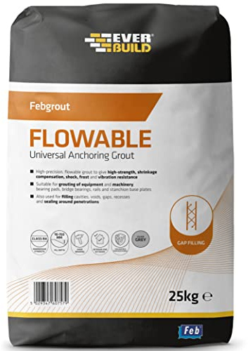 Everbuild Febgrout Flowable Universal Anchoring Grout, Grey, 25 kg | Universal Anchoring Grout