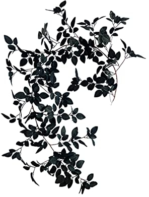 MISNODE Herbstblätter-Dekoration, Girlande, 15 m, schwarze Rosenblätter, Halloween-Girlande, Wandbehang, künstliche Blätter, Ranke für Herbst, Innen- und Außenbereich, Heimtreppen