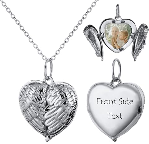 MeMeDIY Herz Medaillon Halskette 925 Sterling Silber Personalisiert Foto Anhänger Gravur Kette Gold/Roségold Geschenke für Frauen Mutter Muttertag Weihnachts mit Geschenkbox