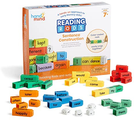 Learning Resources Reading Rods Sentence Construction, Learn to Read, Sentence Building for Kids, Parts of Speech Linking Cubes, Learn to Read Toys, Reading Tools for Kids, Moyen