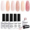 RARJSM Nude Shimmer Gel Nail Polish Set 6 Colours Pale Pink Milky Jelly Pink Purple Apricot Beige Holographic Glitter Iridescent Pigments Gel Polish 7.5ml Translucent Natural Soak off UV LED Cured