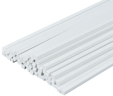 SKYPRO 50Pcs 2x2x250mm White ABS Styrene Plastic Square Bar Rods for DIY Sand Table Model, DIY Scene Making, Building Making