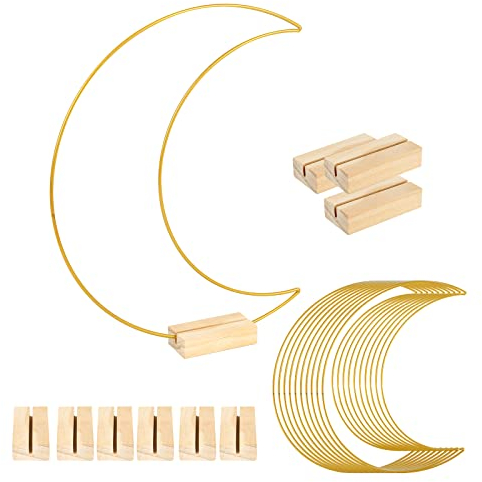 Sparklenut 10 stück Hochzeit Tafelaufsätze Makramee Ringe, Traumfänger Ringe Set, Drahtringe zum Basteln, Geometrische Gold Metall Ring für Hochzeit Tafelaufsätze Traumfänger (30cm Mond)