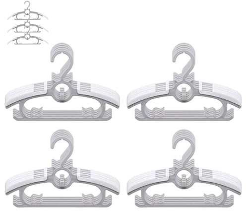 JSF Juego de 20 Perchas apilables para niños, con Ganchos de Oso, Antideslizantes, para Ropa de bebé y niños, Ahorro de Espacio (Gris)