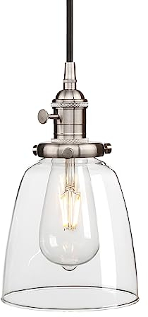 Yosoan Industrial Vintage Hängeleuchte Deckenleuchte Loft Bar Küche Kronleuchter, Glas Hängeleuchte für Schlafzimmer, Wohnzimmer, Esszimmer (Gebürstet)