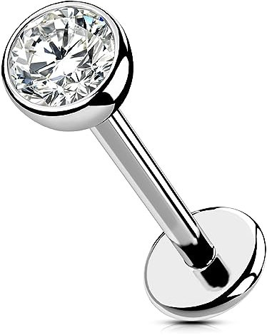 OUFER Body Piercing Lippenpiercing Titanium Threadless Labret Piercing Stud Jewellery 18G 5/6/8/10/12mm Lip Labret Stud Tragus Helix Piercing Stud Bar