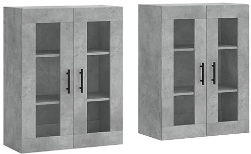 vidaXL Wandschrank 2 STK., Hängeschrank mit viel Stauraum, Sideboard für Wohnzimmer, Schrank Wandmontage Lagerschrank Kommode, Skandinavisch, Hochglanz Weiß Holzwerkstoff