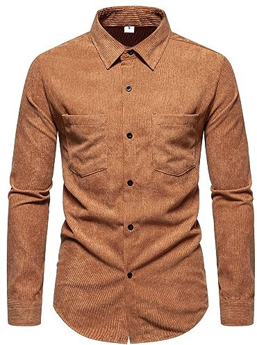 TIMELYE Herren Hemd Cord Flanell Jacke Leicht Longshirt Oversize Jagdbekleidung Herren Fleece Hemdjacke Jeanshemd Herren Langarm Oversize Karohemd Herren Outdoor Cordbluse