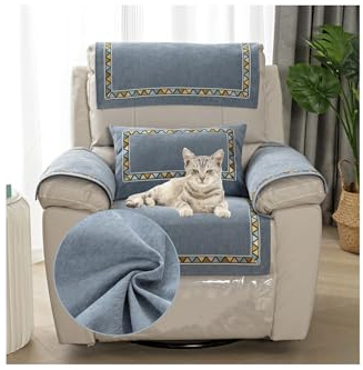 HYRAM Esselschoner Sesselschutz Sesselüberwurf Armlehnenschoner Für Sofa Kopfstützenbezug Für Möbelbezüge, Armlehnenschoner,Weiche Abnehmbar Sesselbezüge (3 Seater(8cs),Blue Gray)