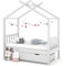 Festnight Hausbett Kinder 70 x 140 mit Schubladen Kinderbett 70 x 140 mit Schubladen Stauraumbett 70x140 Holzbett mit Schubladen Massivholz mit LattenrostWeiß-2 70 x 140 cm
