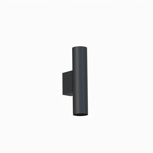 Wandlampe Schwarz für innen H: 18 cm Ø 4 cm klein indirektes Licht Up Down 2-flammig für R35 GU10 schmal Modern Metall Wandleuchte Wohnzimmer Flur