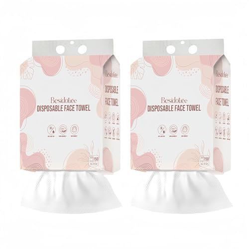 Disposable Towels for Face Hang Over the Door or on Wall, 300 ct, 2 Pack, Thick and Durable Facial Towels for Skin Care, Makeup Removal, Multi-Purpose Use on Sink, Bathroom Counter, Toilet, etc