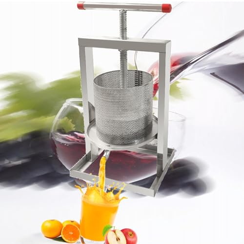 pressoir a Fruit pressoir a Fruit INOX Pressoir à Fruits Manuel 2L/4L/8L avec de Pressage Presse-Fruits Manuel Longue Poignée Broyeur de Fruits Légumes (Color:8L)
