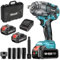 Uaoaii Avvitatore a percussione a batteria da 1300 N.m, avvitatore a percussione, batteria per camion, cambio pneumatici con due batterie da 5000 mAh, trapano elettrico a percussione motore senza