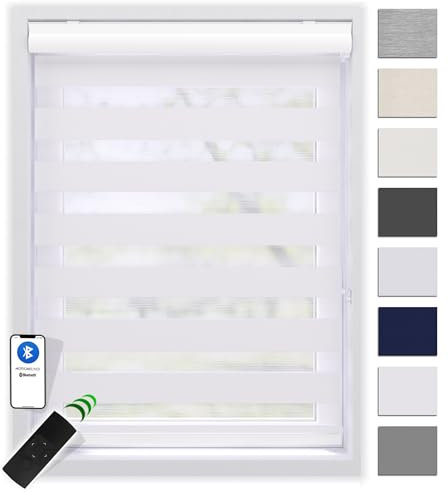 EFIXS Doppelrollo mit Kassette 110 x 175 cm (BxH) in Weiss/Duo Rollo mit Premium-Unterschiene/Doppelrollo zum Bohren in den Breiten 40-220 cm