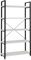 Panana 5 Tier Bookshelves, Industrial Wood and Metal Bookcase Ladder Shelving Unit Free Standing Rustic Heavy Duty Open Storage Shelves Airing Cupboard Storage (White)
