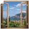 ARTland Wanddeko Poster & Kunstdrucke Wandposter 100x100 cm Fensterbilder Fenster Landschaften Natur Berge See Idyll Gardasee Südtirol U5CD