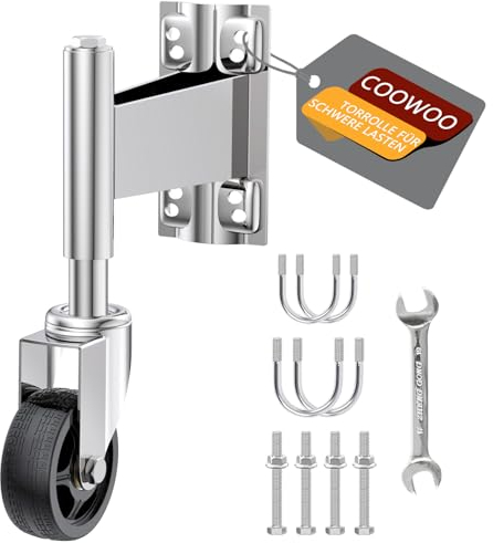 COOWOO Federgeladene Rohrtor-Rollen 100mm Schwerlasttor-Rollen mit Befestigung für Rohrtore, Metalltore, Holztore, Zauntore, Schwingtore, 150kg Tragkraft
