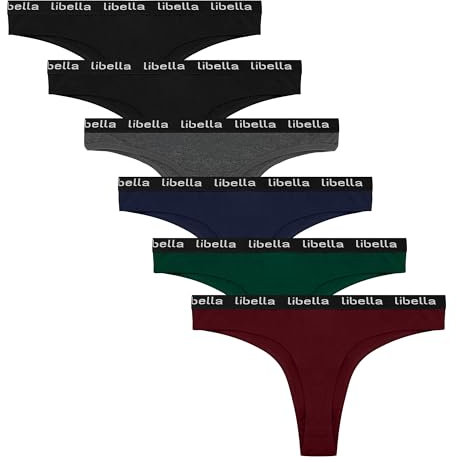 Libella 6er-Pack Damen-Strings, Unterwäsche aus Baumwolle, Atmungsaktive Unterhosen 3207UN8 XL