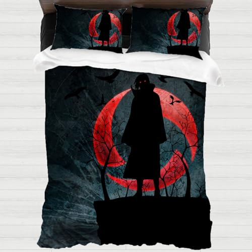 XYOK Uchiha Itachi Bettwäsche 135x200 Anime Kinder Bettbezug Mikrofaser, Sharingan Fanartikel Bettwaren-Sets,Teenager Bettwäsche-Sets (Itachi4, Single 135x200)