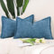 Madizz 2er Set Chenille Samt mit Rand Kissenbezüge Weiche Dekorativ Zierkissenbezüge Modern Kissenhülle für Sofa Wohnzimmer Schlafzimmer Dunkelblau 40x80 cm