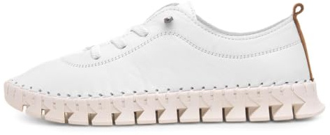 Lunar Ladies St Austell White Leather Plimsoll